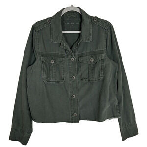 Aeropostale Olive Green Utility Cropped Jacket Womens Large Boxy 100% Cotton